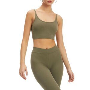 Good American‎ Crop Top Womens Size 00/0 Sea 2XS/XS Chunky Rib Knit Strappy NEW